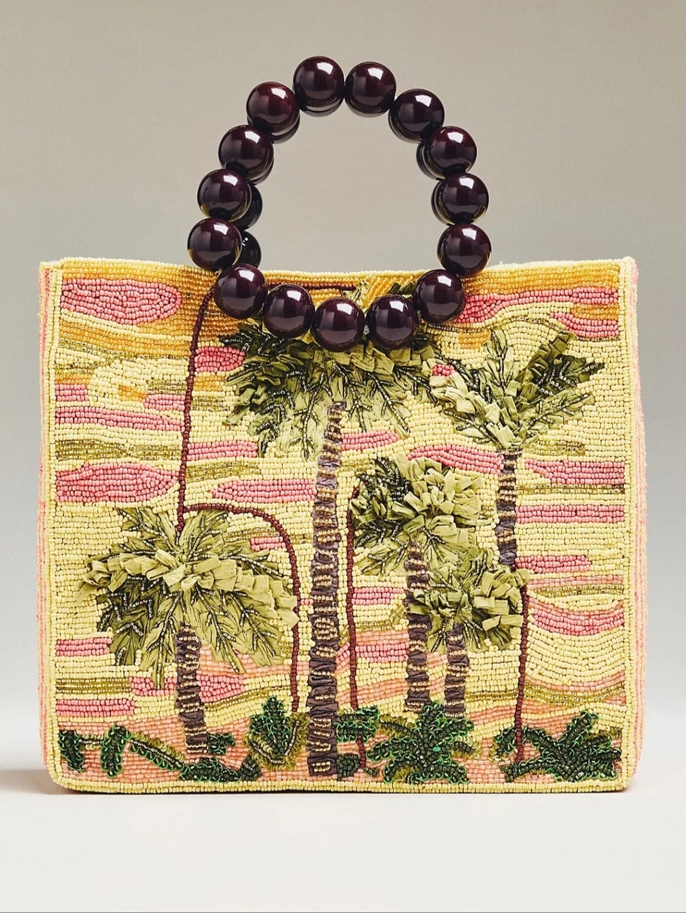 🌼 NWT Anthropologie palm tree themed beaded purse